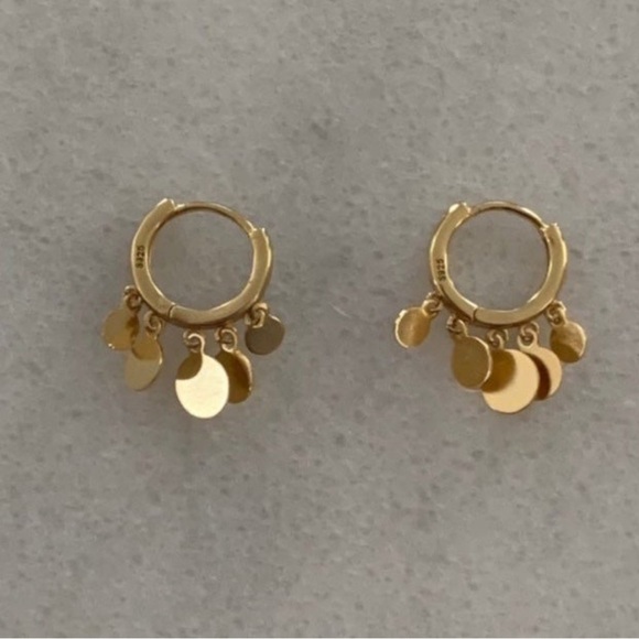 COPY - Gold Huggie Hoop Fringe Coin Dangle Earrings